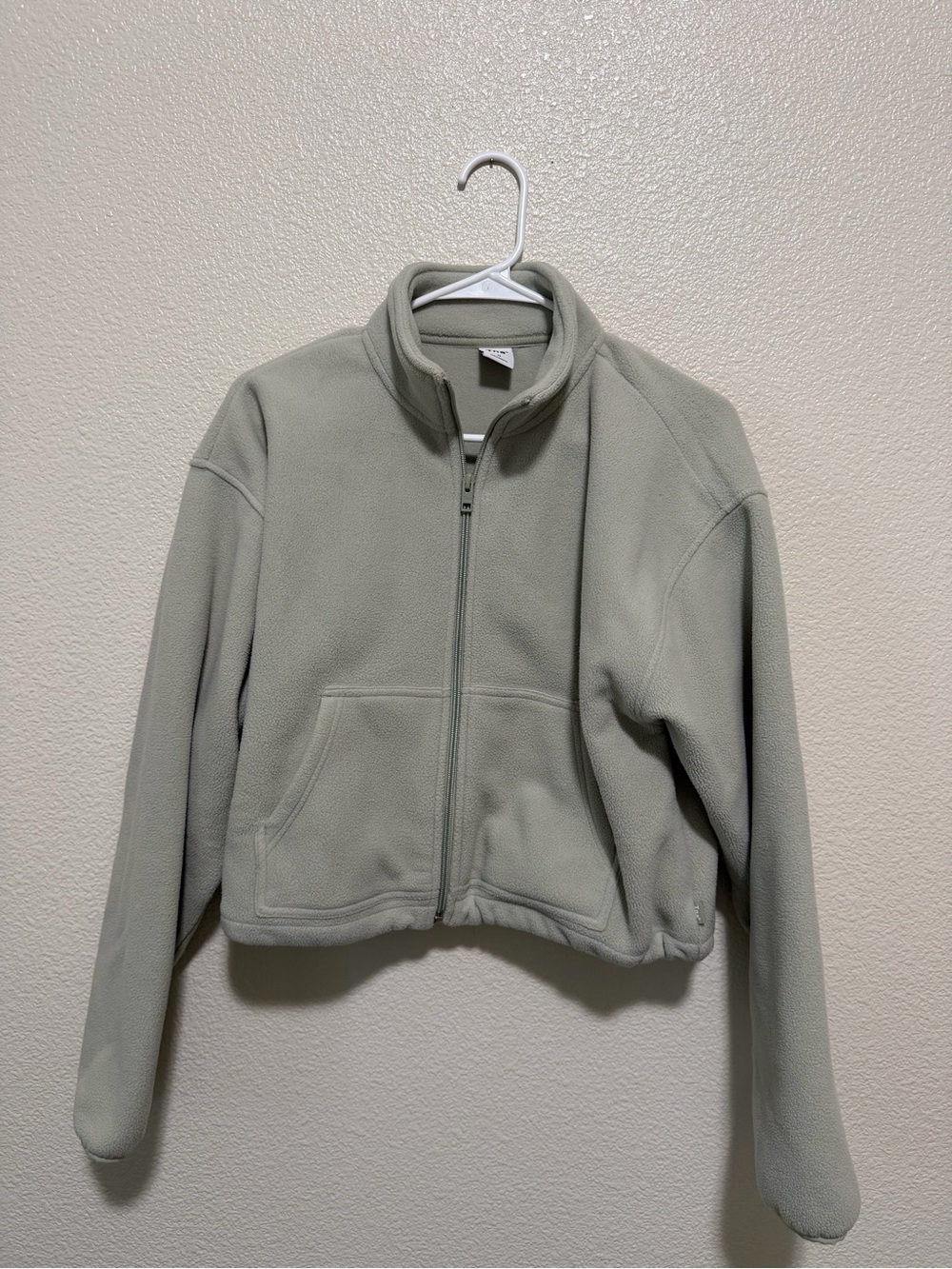 Aritzia Light Sage Green Fleece Zip Jacket